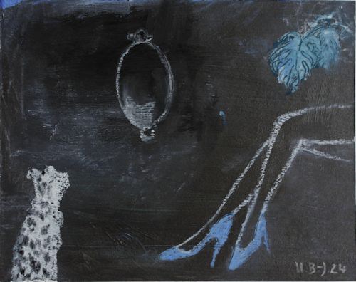 Acryl, Ölpastell auf Karton, 15,5 x 19,5 cm, 2024