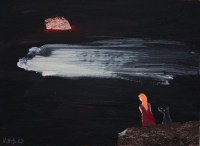 Acryl, Ölpastell, Glitzerpapier auf Karton, 14,5 x 19,5 cm, 2025