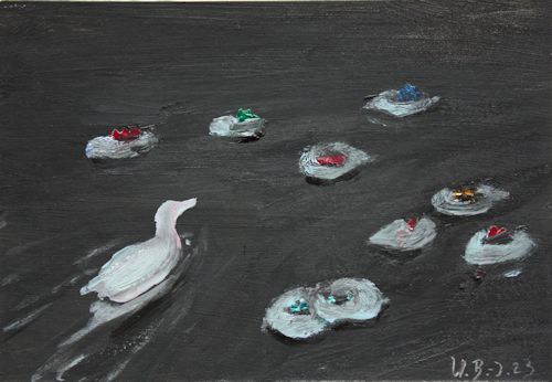 Acryl, Bonbonpapier auf Karton, 10  15 cm, 2023