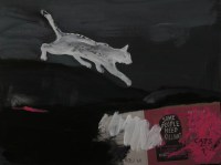Acryl, Ölpastell, Collage auf HDF, 18 x 24 cm, 2025